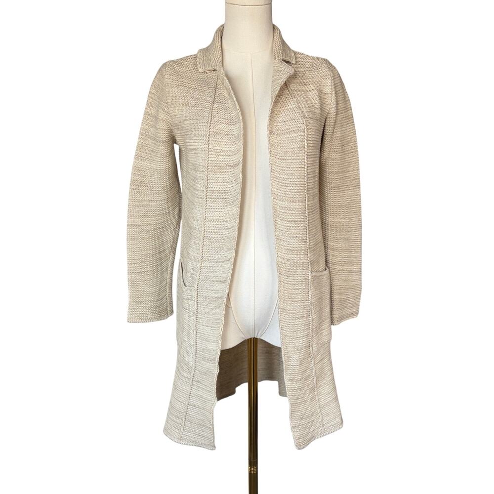 Natural Style Long Cardigan Coastal Grandma Linen Cottagecore Neutral Size XS - Picture 2 of 10